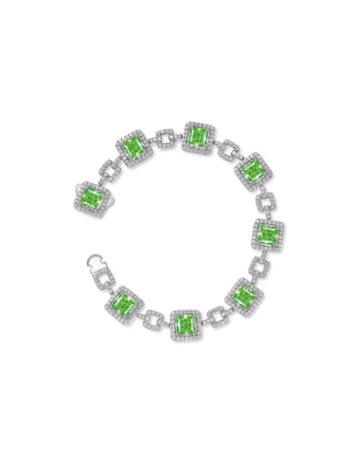 Apple green chain length 17.5cm [B 2748] 925 Sterling Silver Cubic Zirconia Geometric Dainty Bracelet